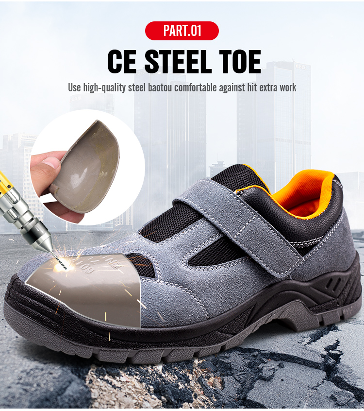 Orange anti slip gray labor protection shoes