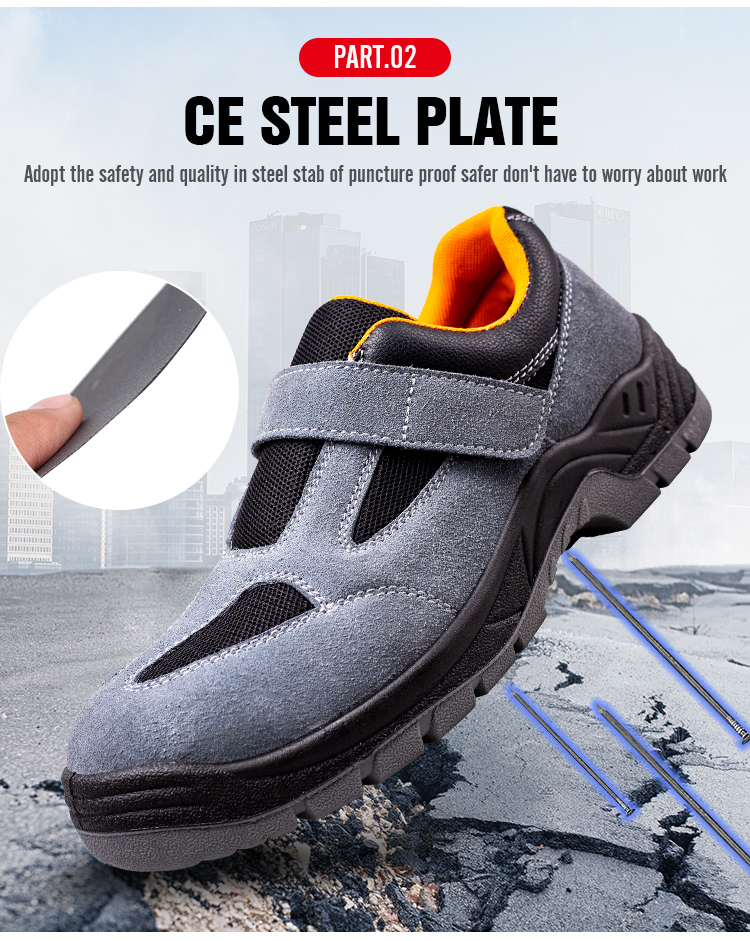 Orange anti slip gray labor protection shoes