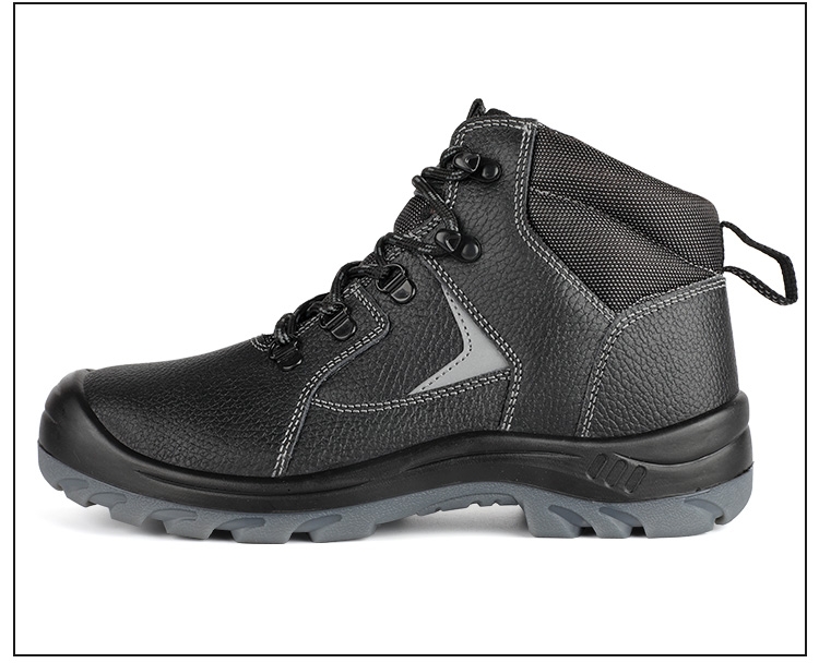 Thick soled high cut black labor protection work shoes